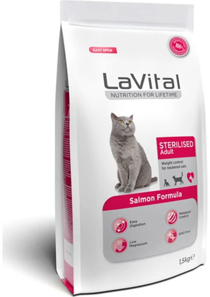 La Vital  Somonlu Kısırlaştırılmış Kedi Maması 1,5 kg