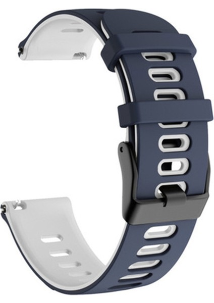 Samsung Gear S3 Klasik 22 mm Silikon Saat Bandı Koyu Mavi Beyaz (Yurt Dışından)