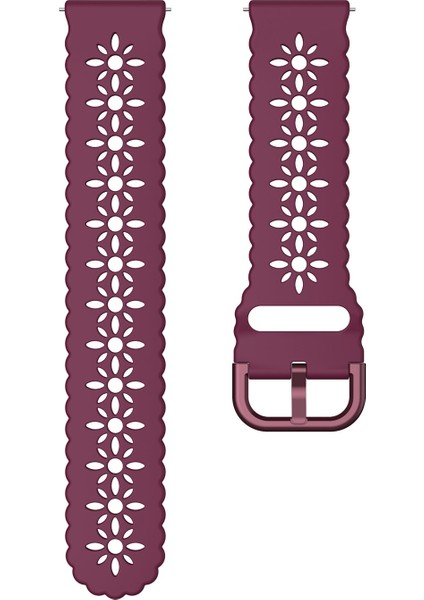 Samsung Galaxy Watch4 Için Classic 42/46 mm Erik Çiçeği Içi Boş Silikon Silyon Saat Band Wine Red (Yurt Dışından)