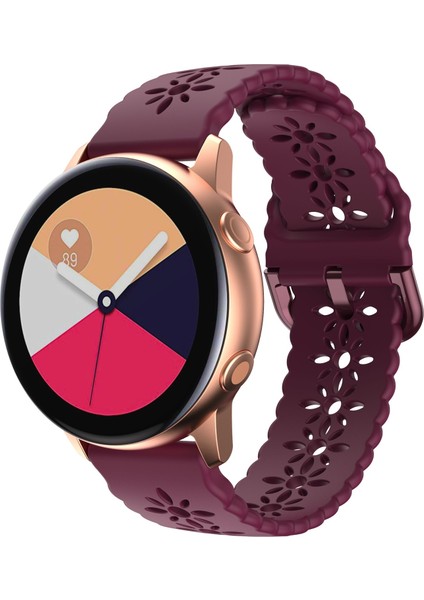 Samsung Galaxy Watch 4 40/44 mm Erik Çiçeği Içi Boş Silikon Saat Bandı Şarap Kırmızısı (Yurt Dışından)