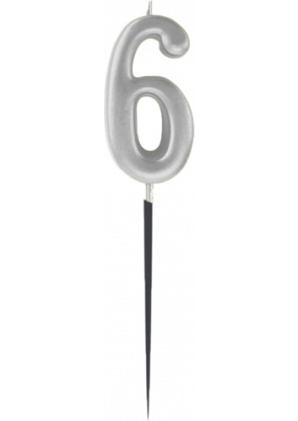 6 Rakam Gümüş Çubuk Mum 14 cm fiyatları