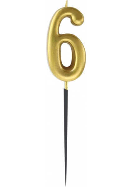 6 Rakam Altın Çubuk Mum 14 cm