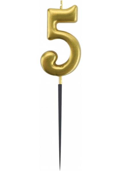5 Rakam Altın Çubuk Mum 14 cm