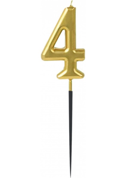 4 Rakam Altın Çubuk Mum 14 cm