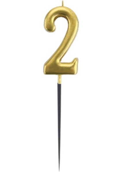 2 Rakam Altın Çubuk Mum 14 cm