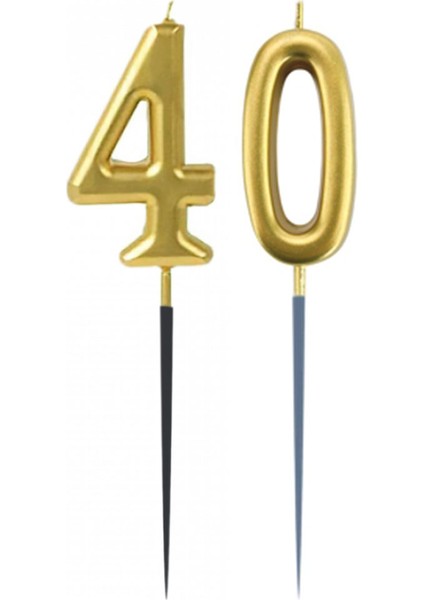 40.yaş Rakam Altın Çubuk Mum 14 cm