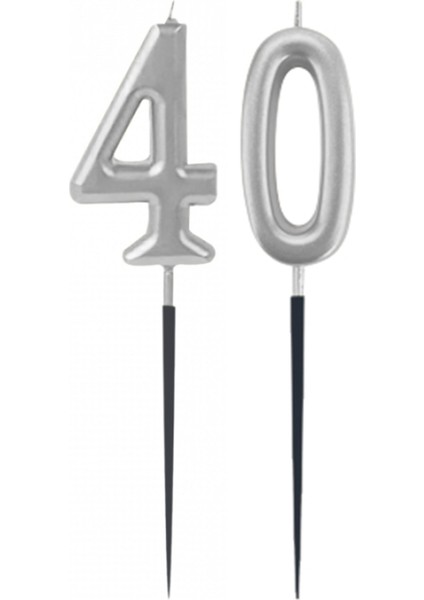 40.yaş Rakam Gümüş Çubuk Mum 14 cm fiyatları
