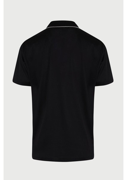 Erkek Siyah Regular Fit Merserize %100 Pamuk Polo Yaka Tişört