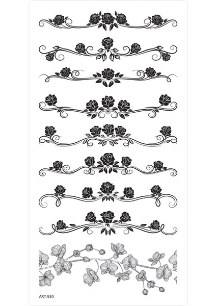 Şerit Gül Desen Geçici Dövme,geçici Tattoo ,vücut Dövme,kol Bilek Dövme,boyun Dövme,sırt Dövme fiyatları