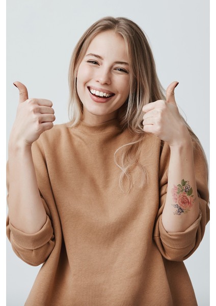 Gül ve Kelebek Geçici Dövme,geçici Tattoo ,vücut Dövme,kol Bilek Dövme,boyun Dövme,sırt Dövme
