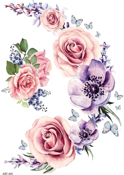 Gül ve Kelebek Geçici Dövme,geçici Tattoo ,vücut Dövme,kol Bilek Dövme,boyun Dövme,sırt Dövme fiyatları