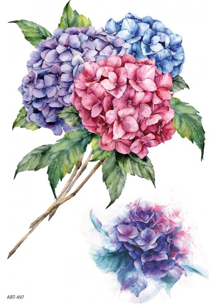 Renkli Ortanca Geçici Dövme,geçici Tattoo ,vücut Dövme,kol Bilek Dövme,boyun Dövme,sırt Dövme fiyatları