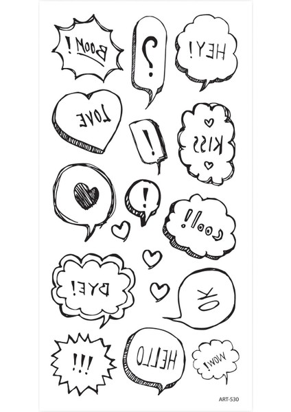 Konuşma Balonu Geçici Dövme,geçici Tattoo ,vücut Dövme,kol Bilek Dövme,boyun Dövme,sırt Dövme fiyatları