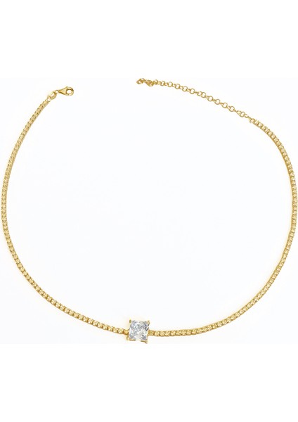 Kare Taşlı 2 mm Suyolu Zincirli Gümüş Kolye fiyatları