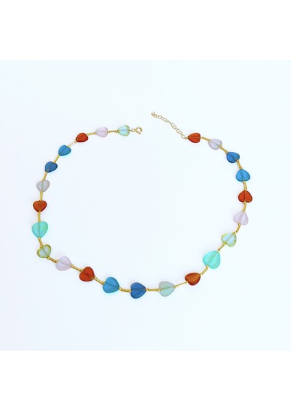 Renkli Taşlı Kalp Gümüş Kolye modelleri