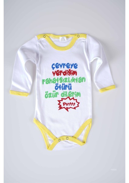 Yeni Sezon Çevreye Verdiğim Yazılı Bebek Çocuk Uzun Kol Pamuk Bady Zıbın