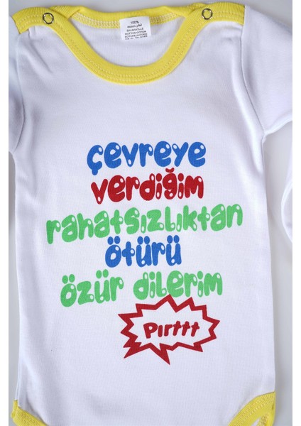 Yeni Sezon Çevreye Verdiğim Yazılı Bebek Çocuk Uzun Kol Pamuk Bady Zıbın