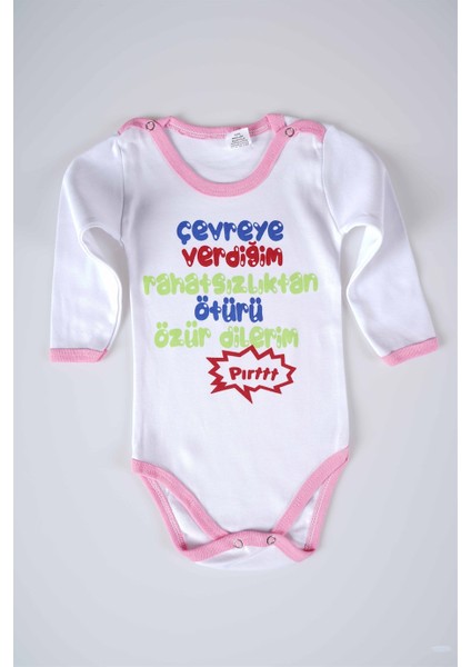 Yeni Sezon Çevreye Verdiğim Yazılı Bebek Çocuk Uzun Kol Pamuk Bady Zıbın