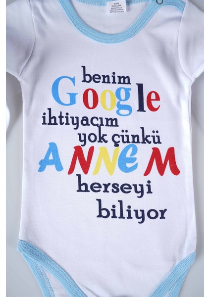 Yeni Sezon Google Annem Yazılı Bebek Çocuk Uzun Kol Pamuk Bady Zıbın