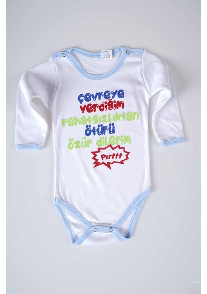 Yeni Sezon Çevreye Verdiğim Yazılı Bebek Çocuk Uzun Kol Pamuk Bady Zıbın