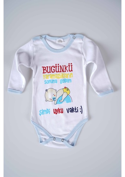 Yeni Sezon Bugünkü Yaramazlıkların Sonuna Geldim Yazılı Bebek Çocuk Uzun Kol Pamuk Bady Zıbın