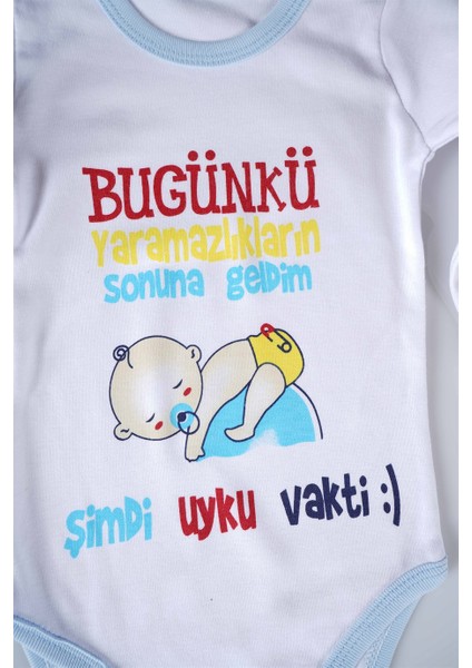 Yeni Sezon Bugünkü Yaramazlıkların Sonuna Geldim Yazılı Bebek Çocuk Uzun Kol Pamuk Bady Zıbın fiyatları