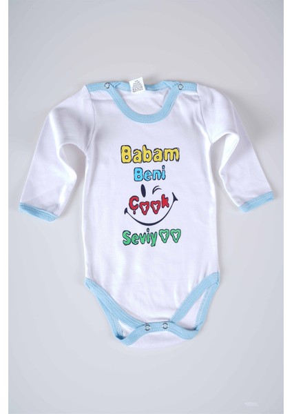 Yeni Sezon Babam Beni Çok Seviyo Yazılı Bebek Çocuk Uzun Kol Pamuk Bady Zıbın
