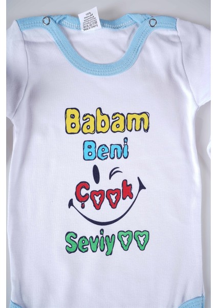 Yeni Sezon Babam Beni Çok Seviyo Yazılı Bebek Çocuk Uzun Kol Pamuk Bady Zıbın fiyatları