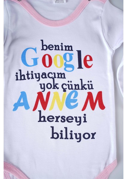 Yeni Sezon Google Annem Yazılı Bebek Çocuk Uzun Kol Pamuk Bady Zıbın fiyatları