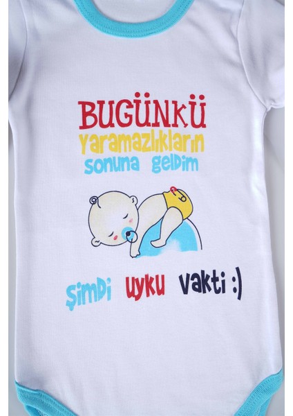 Yeni Sezon Bugünkü Yaramazlıkların Sonuna Geldim Yazılı Bebek Çocuk Uzun Kol Pamuk Bady Zıbın fiyatları