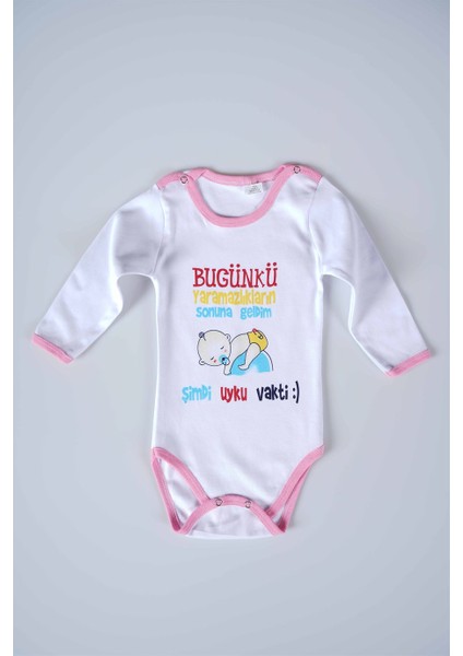 Yeni Sezon Bugünkü Yaramazlıkların Sonuna Geldim Yazılı Bebek Çocuk Uzun Kol Pamuk Bady Zıbın