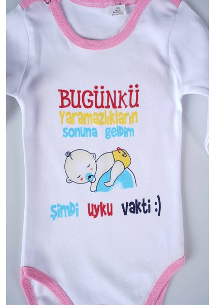 Yeni Sezon Bugünkü Yaramazlıkların Sonuna Geldim Yazılı Bebek Çocuk Uzun Kol Pamuk Bady Zıbın fiyatları