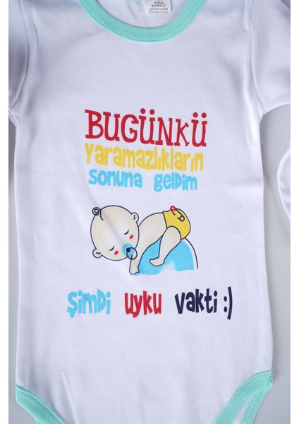 Miniko Kids Yeni Sezon Bugünkü Yaramazlıkların Sonuna Geldim Yazılı Bebek Çocuk Uzun Kol Pamuk Bady Zıbın