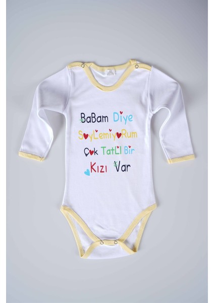Yeni Sezon Babam Diye Demiyorum Yazılı Bebek Çocuk Uzun Kol Pamuk Bady Zıbın