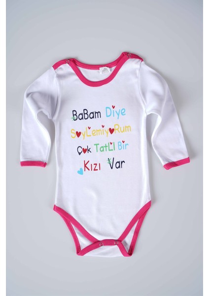Yeni Sezon Babam Diye Demiyorum Yazılı Bebek Çocuk Uzun Kol Pamuk Bady Zıbın