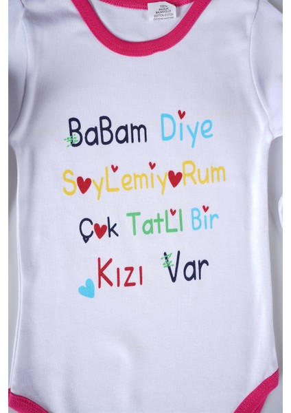 Yeni Sezon Babam Diye Demiyorum Yazılı Bebek Çocuk Uzun Kol Pamuk Bady Zıbın fiyatları