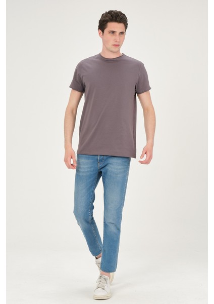 Erkek Yıkamalı Basic T-Shirt Tişört %100 Pamuk Tişört