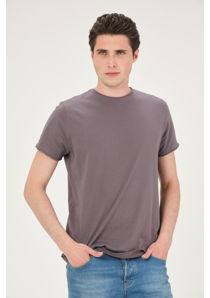 Erkek Yıkamalı Basic T-Shirt Tişört %100 Pamuk Tişört