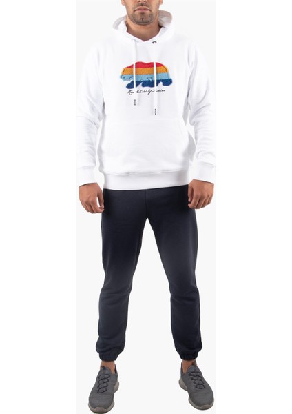 Rıch Beyaz Süzene Nakış Detay Kapüşonlu Sweatshirt fiyatları
