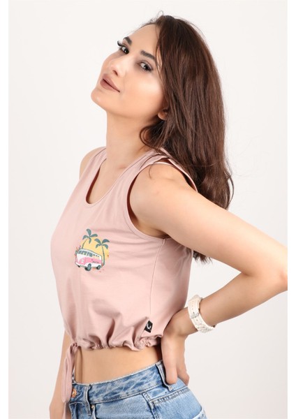 Kadın Kolsuz Crop Bluz