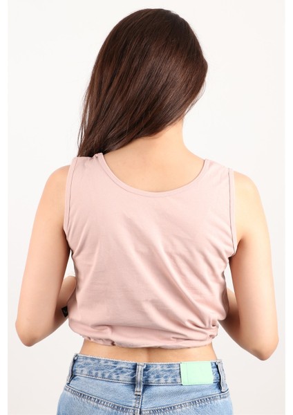 Kadın Kolsuz Crop Bluz
