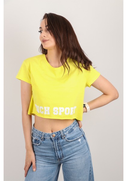 Kadın Kısa Kollu Crop Bluz