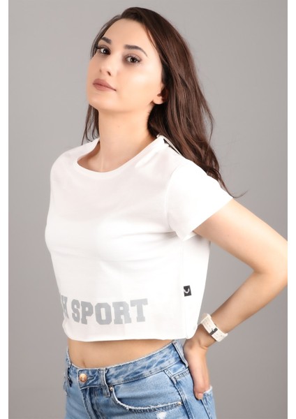 Kadın Kısa Kollu Crop Bluz