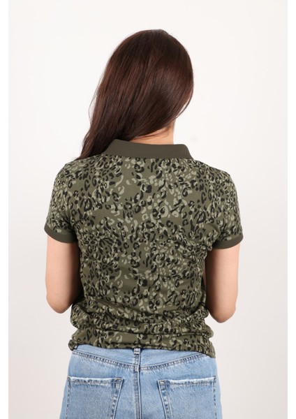 Kadın Polo Yaka Desenli T-Shirt