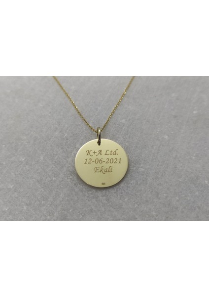 Isim ve Tarihli Yuvarlak Plaka 925 Ayar Gümüş Kolye