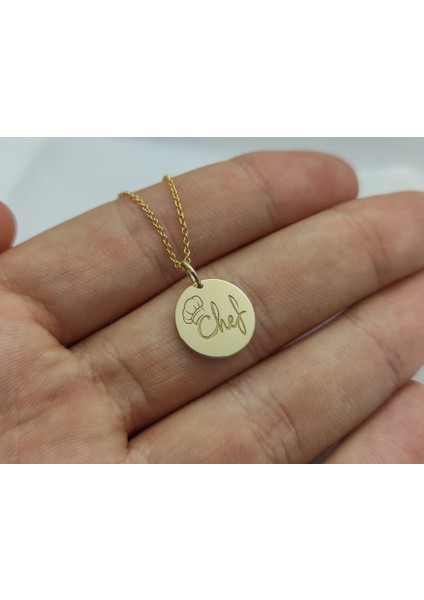 Logolu Yuvarlak Plaka 925 Ayar Gümüş Kolye