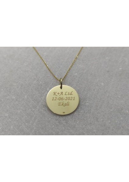 Isim ve Tarihli Yuvarlak Plaka 2 925 Ayar Gümüş Kolye