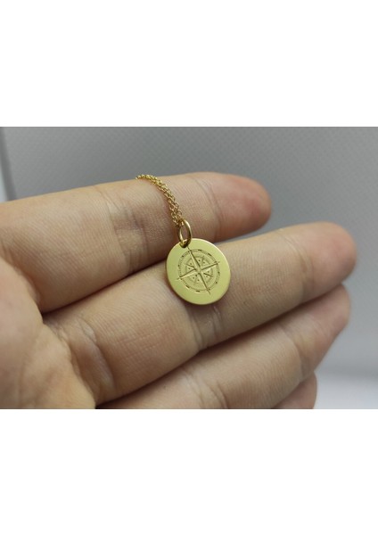 Pusula Yuvarlak Plaka 925 Ayar Gümüş Kolye fiyatları