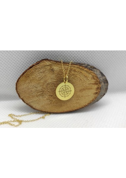 Pusula Yuvarlak Plaka 925 Ayar Gümüş Kolye modelleri