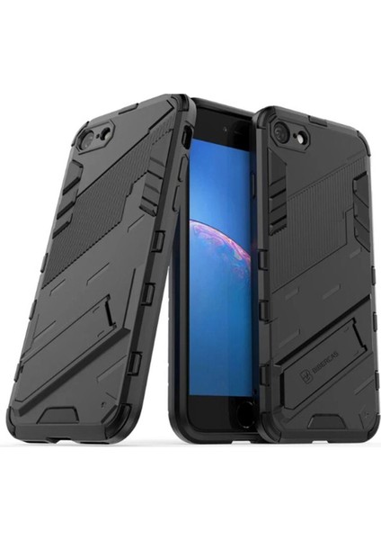 iPhone Se 2022 Matrix Serisi Armor Standlı Perfect Koruma Kılıf -Siyah